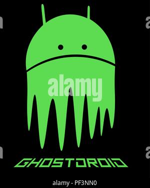 Emoticon android, ghost minimalismo android logo creativo Illustrazione Vettoriale
