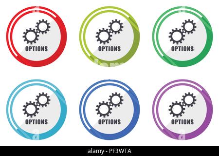 Opzioni modificabili vettore piana raccolta di icone, round circle web buttons, set di colorati computer e smartphone segni di applicazione facile da modificare Illustrazione Vettoriale