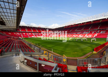 All'interno di Old Trafford. Casa del Manchester United Football Club Foto Stock