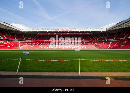 All'interno di Old Trafford. Casa del Manchester United Football Club Foto Stock