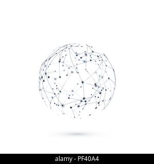 Rete struttura globale. Chimica connessione molecolare. Nodi e linee. Illustrazione Vettoriale Illustrazione Vettoriale