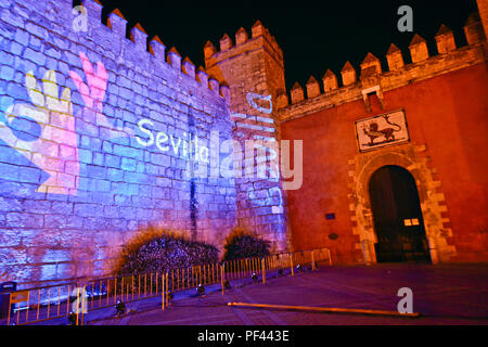 Alcazar di Siviglia (Real Alcazar de Sevilla), la Porta del Leone, Spagna Foto Stock