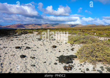 Un paesaggio fantastico in Lanzarote isola vulcanica Foto Stock