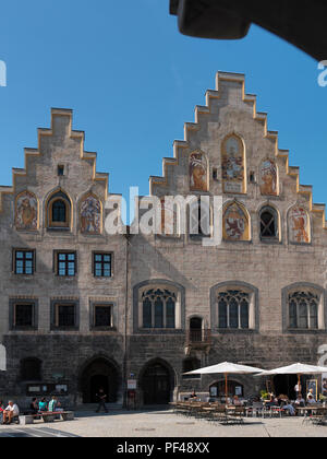 Marktplatz mit Rathaus, Wasserburg am Inn, Landkreis Rosenheim, Oberbayern, Bayern, Deutschland, Europa | marketplace con townhal, Wasserburg/Inn, d Foto Stock