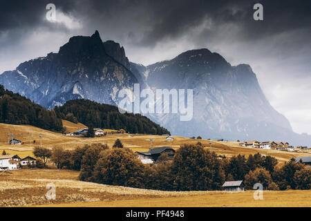 Vista sull Alpe di Siusi prato in autunno Foto Stock