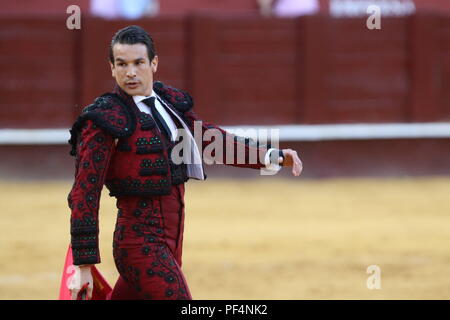 Agosto 2018, malagueta Arena di La Malagueta il torero Jose Maria Manzanares in l'ultima esecuzione della fiera di Malaga. 19 Ago, 2018. Credito: Lorenzo Carnero/ZUMA filo/Alamy Live News Foto Stock