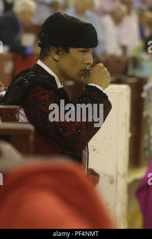 Agosto 2018, malagueta Arena di La Malagueta il torero Jose Maria Manzanares in l'ultima esecuzione della fiera di Malaga. 19 Ago, 2018. Credito: Lorenzo Carnero/ZUMA filo/Alamy Live News Foto Stock