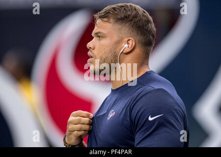 Houston, Stati Uniti d'America. Il 18 agosto 2018. Houston Texans linebacker Dylan Cole (51) prima di una stagione NFL partita di calcio tra la Houston Texans e San Francisco 49ers a NRG Stadium di Houston, TX. Houston ha vinto il gioco 16 a 13. ..Trask Smith/CSM Foto Stock