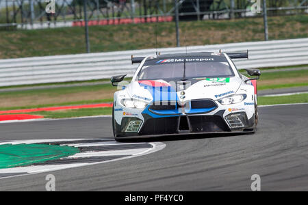 Circuito di Silverstone, UK. 19 Ago, 2018. FIA World Endurance Championship; la BMW M8 GTE LMGTE Pro racing auto dalla BMW del Team MTEK Racing Team (DEU) pilotato da Augusto Farfus (BRA) e Antonio Felix Da Costa (PRT) durante il round 3 del campionato FIA World Endurance Championship a Silverstone Credito: Azione Sport Plus/Alamy Live News Foto Stock