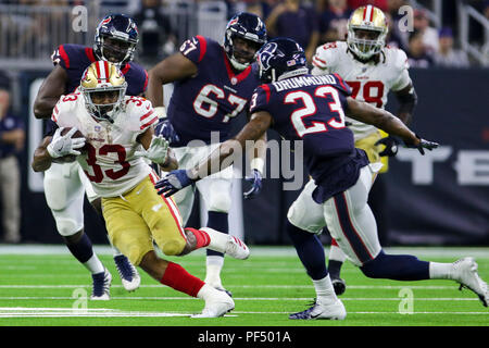 Agosto 18, 2018: San Francisco 49ers running back Jeremy McNichols (33) durante la preseason NFL partita di calcio tra la Houston Texans e San Francisco 49ers a NRG Stadium di Houston, TX. John Glaser/CSM Foto Stock