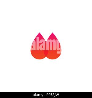 Due rosse gocce di sangue icona vettore. Donare sangue segno. Donatore al mondo giorno emblema. La trasfusione di sangue clinic logotipo. Illustrazione Vettoriale