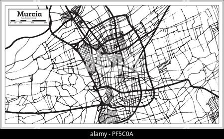 Murcia Spagna Mappa della città in stile retrò. Mappa di contorno. Illustrazione Vettoriale. Illustrazione Vettoriale