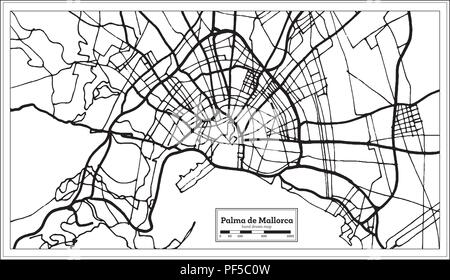 Palma de Mallorca Spagna Mappa della città in stile retrò. Mappa di contorno. Illustrazione Vettoriale. Illustrazione Vettoriale