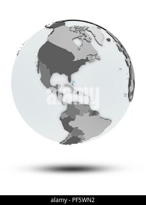 Bahamas con bandiera sul globo terrestre con ombra isolati su sfondo bianco. 3D'illustrazione. Foto Stock