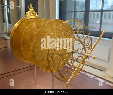 Astrolabio (vista esplosa), Johannes Praetorius, Norimberga, 1568 - Salone Mathematisch-Physikalischer, Dresden - Foto Stock