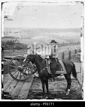 Atlanta, Ga. Gen. William T. Sherman a cavallo a Fort Federale n. 7 Foto Stock