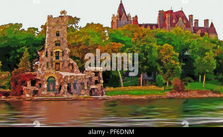 Su una vacanza in stato superiore di New York, abbiamo scoperto che uno dei nostri viaggi in evidenza era un lago crociera sulla baia di Alessandria in mille isola Seaw Foto Stock