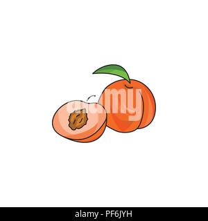 Peach icona vettore su sfondo bianco Illustrazione Vettoriale