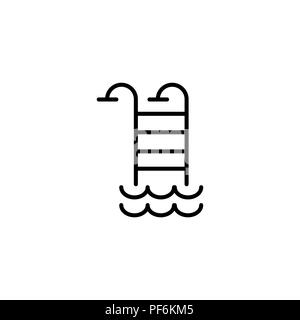 Linea Web icona. Piscina, scale per la piscina Illustrazione Vettoriale