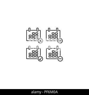 Linea Web icona. Calendario nero su sfondo bianco Illustrazione Vettoriale