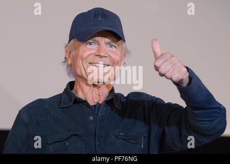 Dresden, Germania. 20 agosto 2018. L'attore italiano Terence Hill arriva al tedesco premiere del suo film "ein nome ist qualcuno - Zwei Fäuste kekehren zurück'. Hill ha anche diretto e scrisse la tragicommedia. Credito: Sebastian Kahnert/dpa-Zentralbild/dpa/Alamy Live News Foto Stock