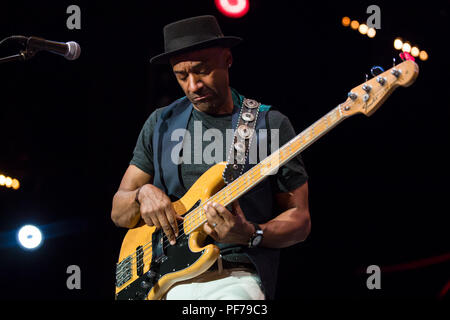 Jazz à Juan Festival 2018 - Giorno 8 - spettacoli con: Marcus Miller dove: Juan-les-Pins, Antibes, Francia Quando: 19 lug 2018 Credit: Marta Szczesniak/WENN.com Foto Stock