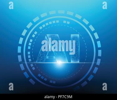 Lettera ai Digital intelligenza artificiale e la grande macchina dei dati di apprendimento concetto di business.illustrazione vettoriale EPS10 Illustrazione Vettoriale