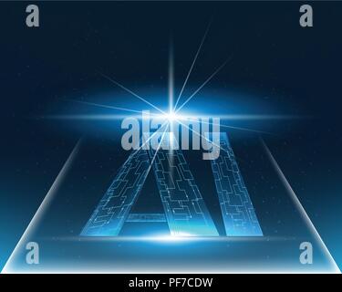 Lettera ai Digital intelligenza artificiale il concetto di business.illustrazione vettoriale EPS10 Illustrazione Vettoriale