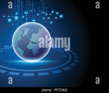 Mondo 3d internet globale il collegamento di rete dati di grande tecnologia informazioni di collegamento modello di business i concetti. Illustrazione Vettoriale eps10 Illustrazione Vettoriale