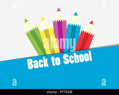 Si torna a scuola. Matita colorata, banner. L inizio dell anno scolastico. Illustrazione Vettoriale Illustrazione Vettoriale