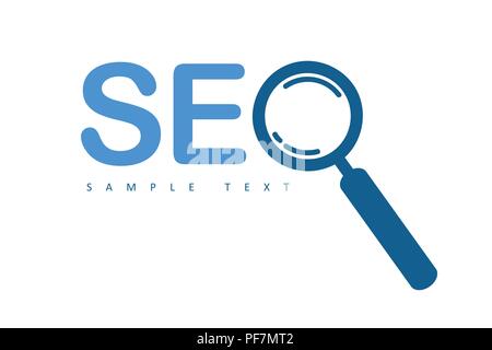 SEO logo design lente di ingrandimento illustrazione vettoriale EPS10 Illustrazione Vettoriale