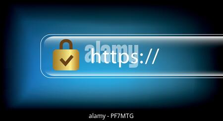 Il protocollo https progettazione sito web safe sfondo blu illustrazione vettoriale EPS10 Illustrazione Vettoriale