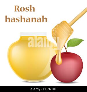 Rosh hashanah religione ebraica concetto sfondo, stile realistico Illustrazione Vettoriale