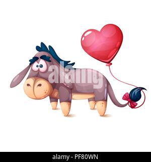 Carino, crazy, simpatici personaggi di asino. Illustrazione Vettoriale