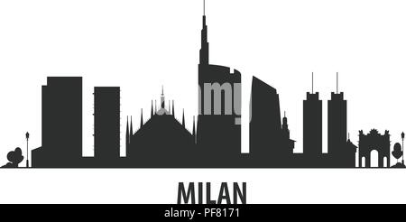 Milano skyline della città - cityscape silhouette con i punti di riferimento Illustrazione Vettoriale