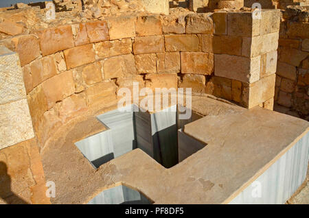 Battistero, la Chiesa Orientale, Mamshit, Israele. Mamshit è il Nabatean città di Memphis. Nel periodo Nabatean, Mamshit è stata importante perché si sedette sul Foto Stock