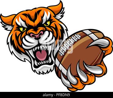 Tiger tenendo il football americano la sfera Illustrazione Vettoriale