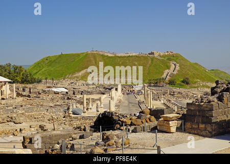 Israele, Bet Shean vista generale. Durante il periodo ellenistico Bet Shean aveva una popolazione greca e fu chiamato Scythopolis. Nel 64 A.C. fu preso da t Foto Stock