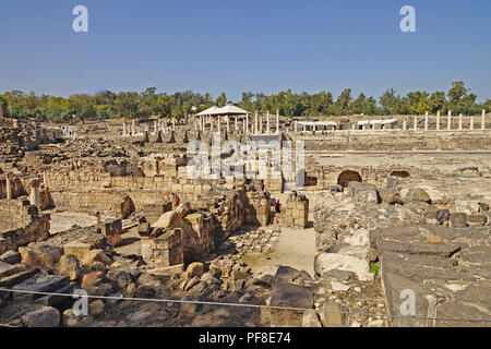 Israele, Bet Shean vista generale. Durante il periodo ellenistico Bet Shean aveva una popolazione greca e fu chiamato Scythopolis. Nel 64 A.C. fu preso da t Foto Stock