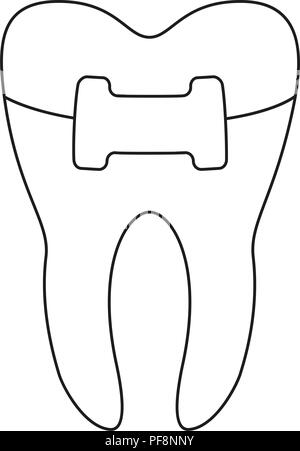 Line art in bianco e nero dei denti sani in coppia Illustrazione Vettoriale