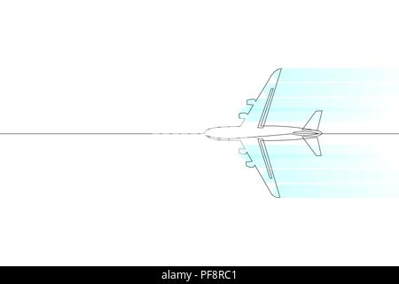 Continuo di una singola linea di arte aereo passeggeri concetto di viaggio. Veloce di volo a sinistra normale viaggio cargo cielo bianco business mano bozzetto. Trasporto aereo turismo illustrazione vettoriale Illustrazione Vettoriale