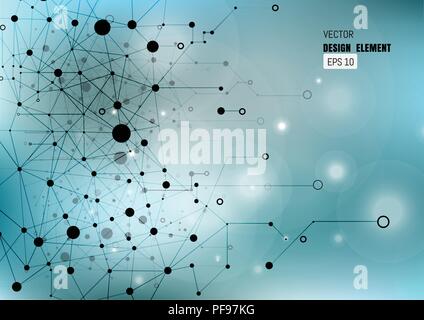 Virtuale sfondo astratto con particelle, molecola struttura. genetica e composti chimici. Lo spazio e le costellazioni. La scienza e il collegamento concep Illustrazione Vettoriale