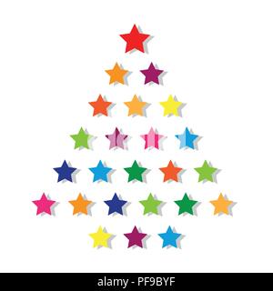 24 colorato stelle albero di natale illustrazione vettoriale EPS10 Illustrazione Vettoriale