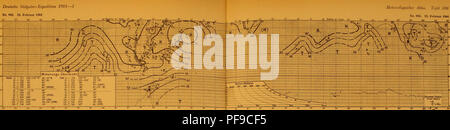 La spedizione polare meridionale tedesca (1901-1903) condotta dal governo tedesco fornisce i dati meteorologici raccolti durante la missione. Questa mappa del febbraio 1904 mostra i principali modelli meteorologici osservati durante la spedizione nella regione antartica. Foto Stock