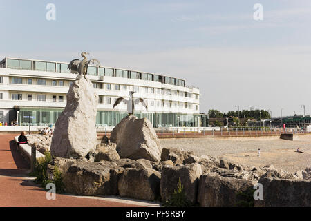 La Midland Hotel a Morecambe fronte mare progettato in Streamline Moderne in stile Art Deco. Foto Stock