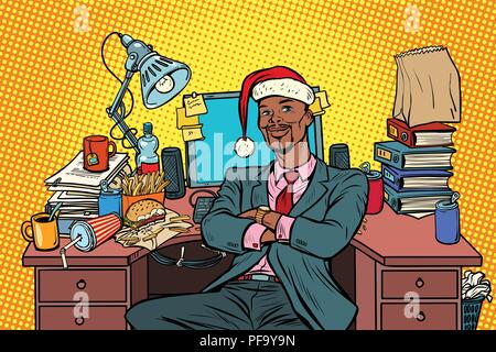 La pop art imprenditore africano, Natale workplace Illustrazione Vettoriale