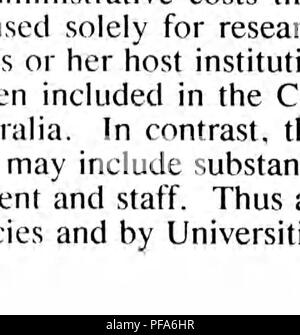 . Gli sviluppi nella marina australiana per la scienza e la tecnologia. Scienze marine; oceanografia. 79-*80 '81-*82 '83-'84 '85 '86 Percentuale globale stato 4% Musei 5% / Commonwealth 12% rivate 1%. Si prega di notare che queste immagini vengono estratte dalla pagina sottoposta a scansione di immagini che possono essere state migliorate digitalmente per la leggibilità - Colorazione e aspetto di queste illustrazioni potrebbero non perfettamente assomigliano al lavoro originale. Watson, Mereen,1954-; Baker, Giuseppe T. ,1932-; istituto australiano della Scienza marina. Townsville, Qld. : Istituto australiano della Scienza marina Foto Stock