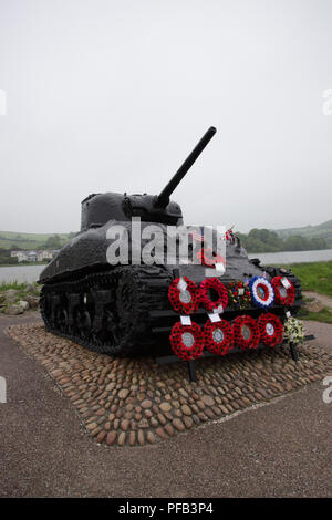 Memoriale per i soldati in esercizio Tiger, i preparativi per il D-Day Normany sbarchi. Le preparazioni sono state a Slapton Sands in aprile 1944. Foto Stock