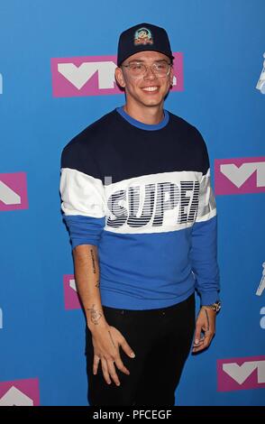 Inglewood, Stati Uniti d'America. 20 agosto 2018. Logic arriva a 2018 MTV Video Music Awards, VMAs, al Radio City Music Hall di New York City, Stati Uniti d'America, il 20 agosto 2018. | Utilizzo di credito in tutto il mondo: dpa/Alamy Live News Foto Stock
