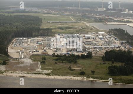 La Russia. 21 Ago, 2018. Il tedesco approdo del Nord Stream Pipeline in Lubmin (sinistra). La stazione di ricezione di WINGAS (a destra). Foto scattata alla fine di agosto 2011. Credito: Nord Stream AG/Russo/Look ZUMA filo/Alamy Live News Foto Stock